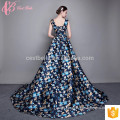 Showy-colored Florist Printed Floor-Length Sleeveless Women Guangzhou Evening Dress 2017